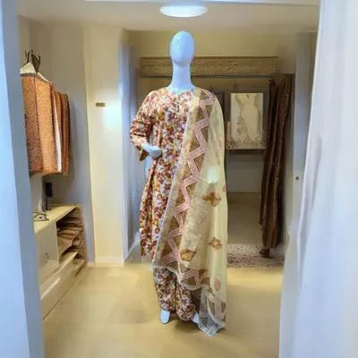 Eid Collection 3 Pcs Women's Stitched Cotton Lawn Printed Suit