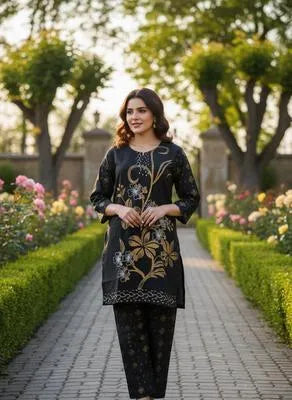 Eid Collection 2 Pcs Women's Stitched Cotton Lawn Printed Suit