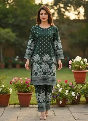 Eid Collection 2 Pcs Women's Stitched Cotton Lawn Printed Suit
