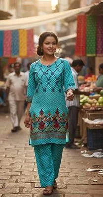Eid Collection 2 Pcs Women's Stitched Cotton Lawn Printed Suit