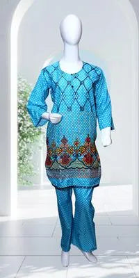 Eid Collection 2 Pcs Women's Stitched Cotton Lawn Printed Suit