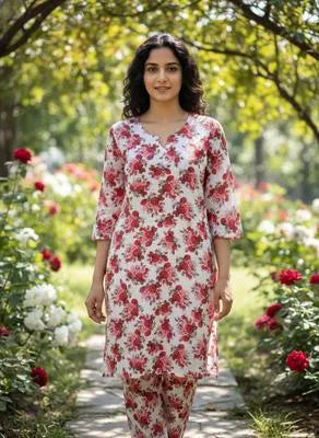 Eid Collection 2 Pcs Women's Stitched Cotton Lawn Printed Suit