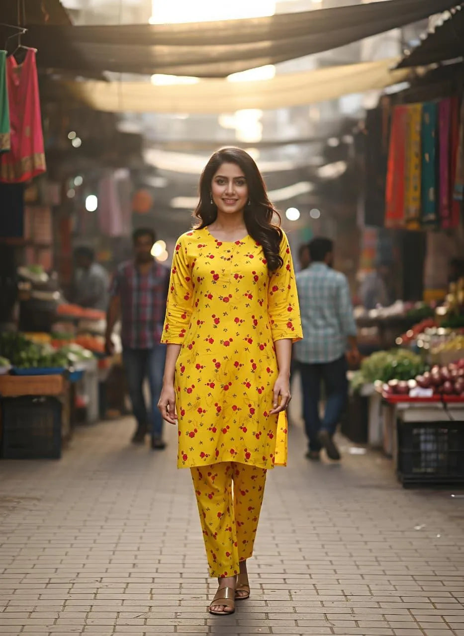 Eid Collectiion 2 Pcs Women's Stitched Cotton Printed Shirt And Trouser