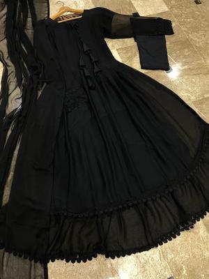 3 Pcs Women's Stitched Chiffon Plain Maxi Suit