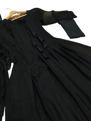 3 Pcs Women's Stitched Chiffon Plain Maxi Suit