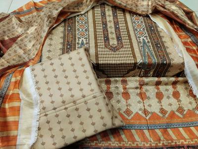 Stylish Multicolor Chikankari Embroidered Lawn Suit - 2 Pcs