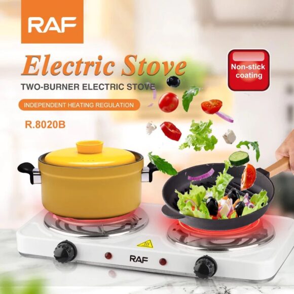 Premium Brand RAF New Arrival countertop Coil Hotplate Stove Cooktop Double Flat Burners Electric Hot Plate Double Electric Stove