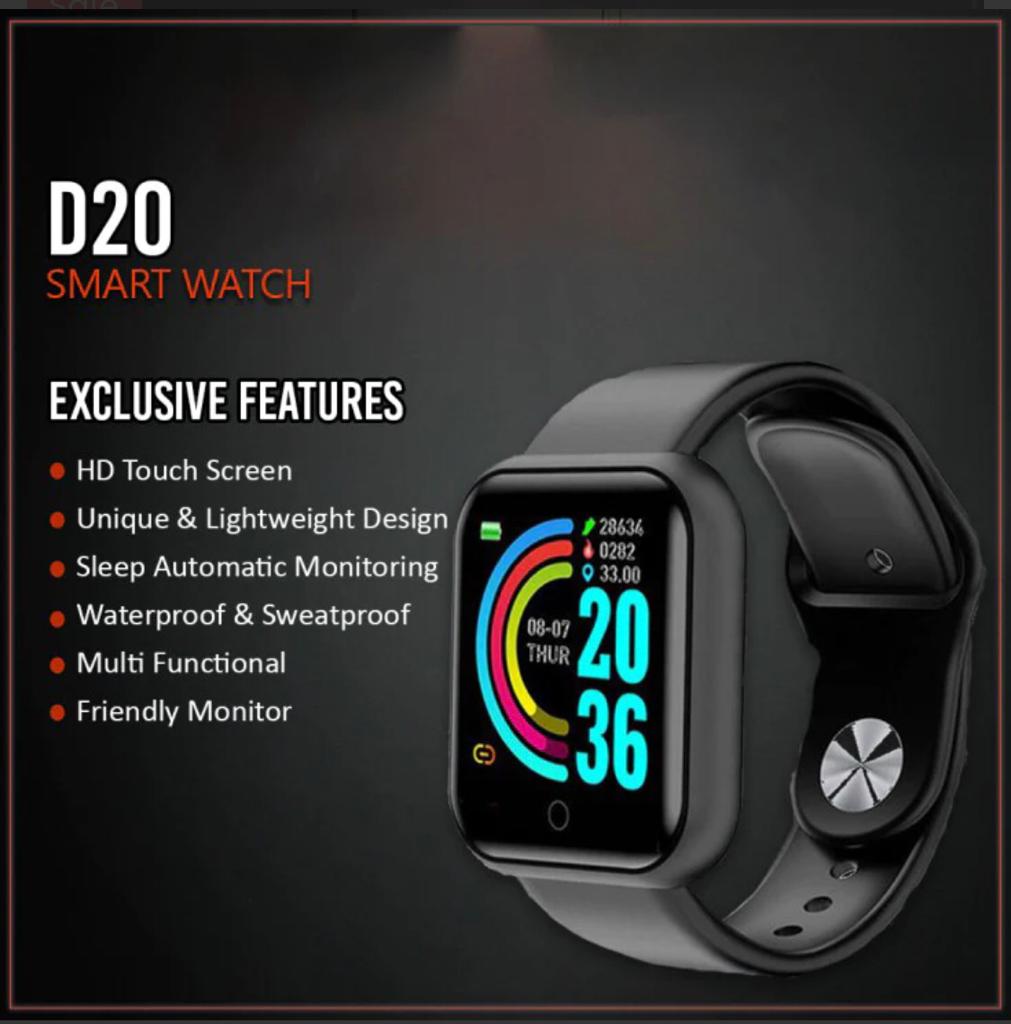 D20 Ultra Smart Watch Heart Rate Blood Pressure Oxygen Reloj Intelligent Smart Bracelet(random color)