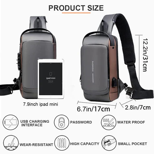 Chest Bag Multifunction Crossbody Sport Running Travel Sling Pack Anti-theft for Men