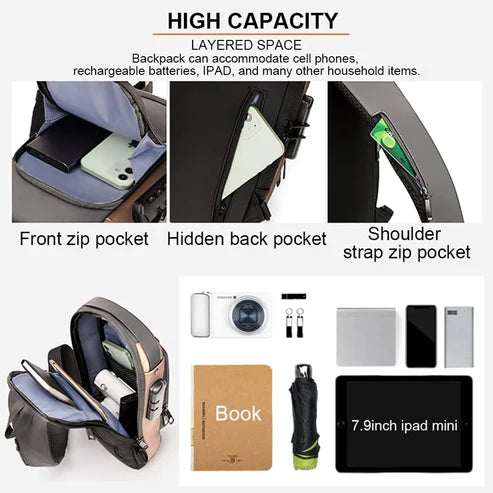 Chest Bag Multifunction Crossbody Sport Running Travel Sling Pack Anti-theft for Men