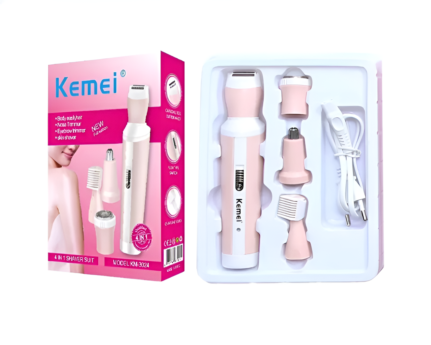 Kemei 4 in 1 Rechargeable Hair Remover Shaver Ladies epilator - KM-3024