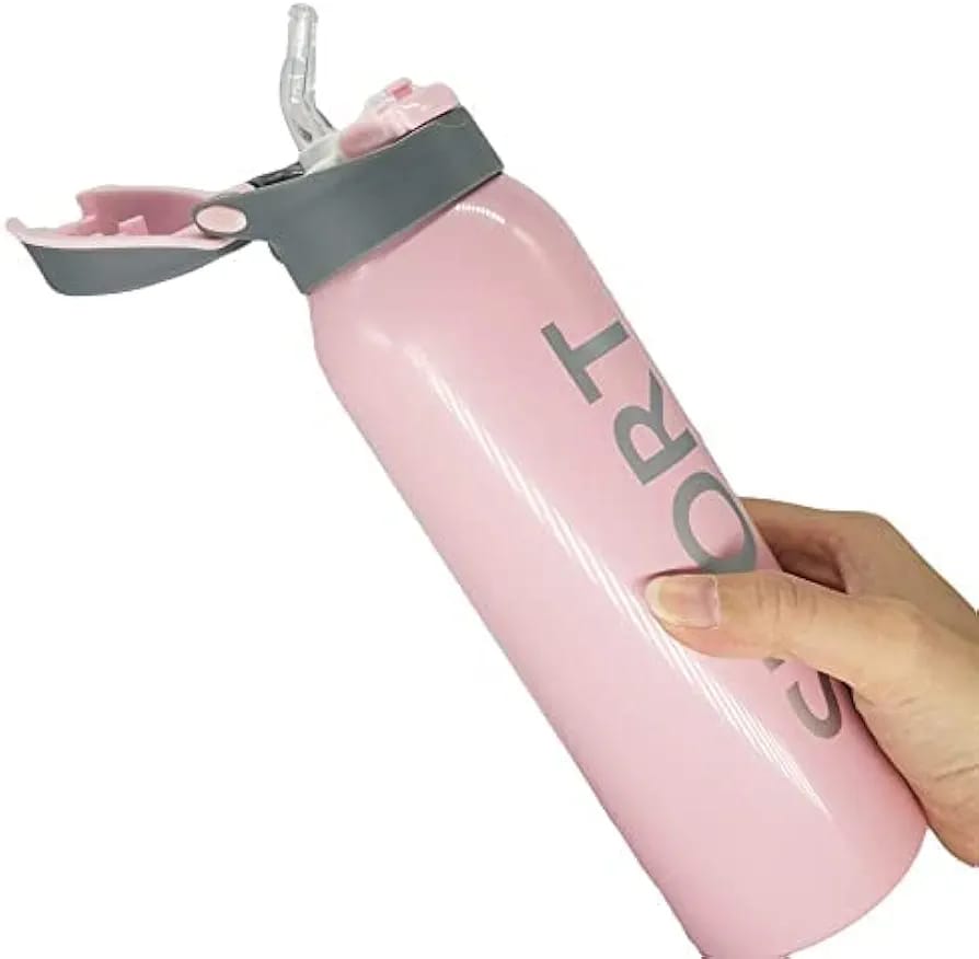 500ml Portable Sports Water Bottles Thermos With Straw