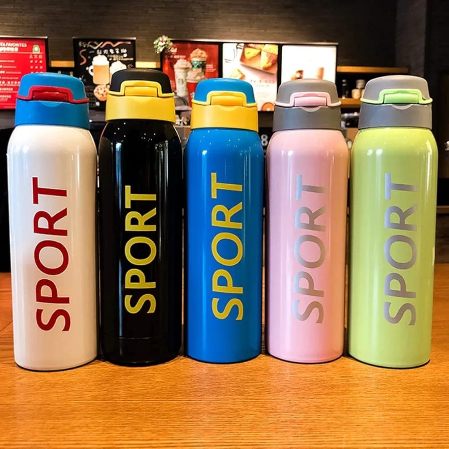 500ml Portable Sports Water Bottles Thermos With Straw