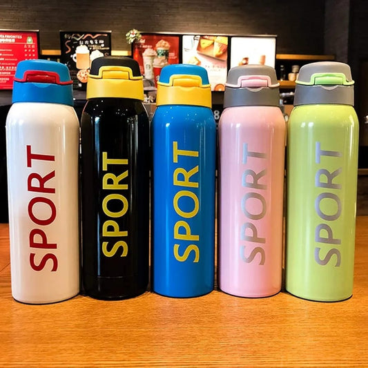 500ml Portable Sports Water Bottles Thermos With Straw