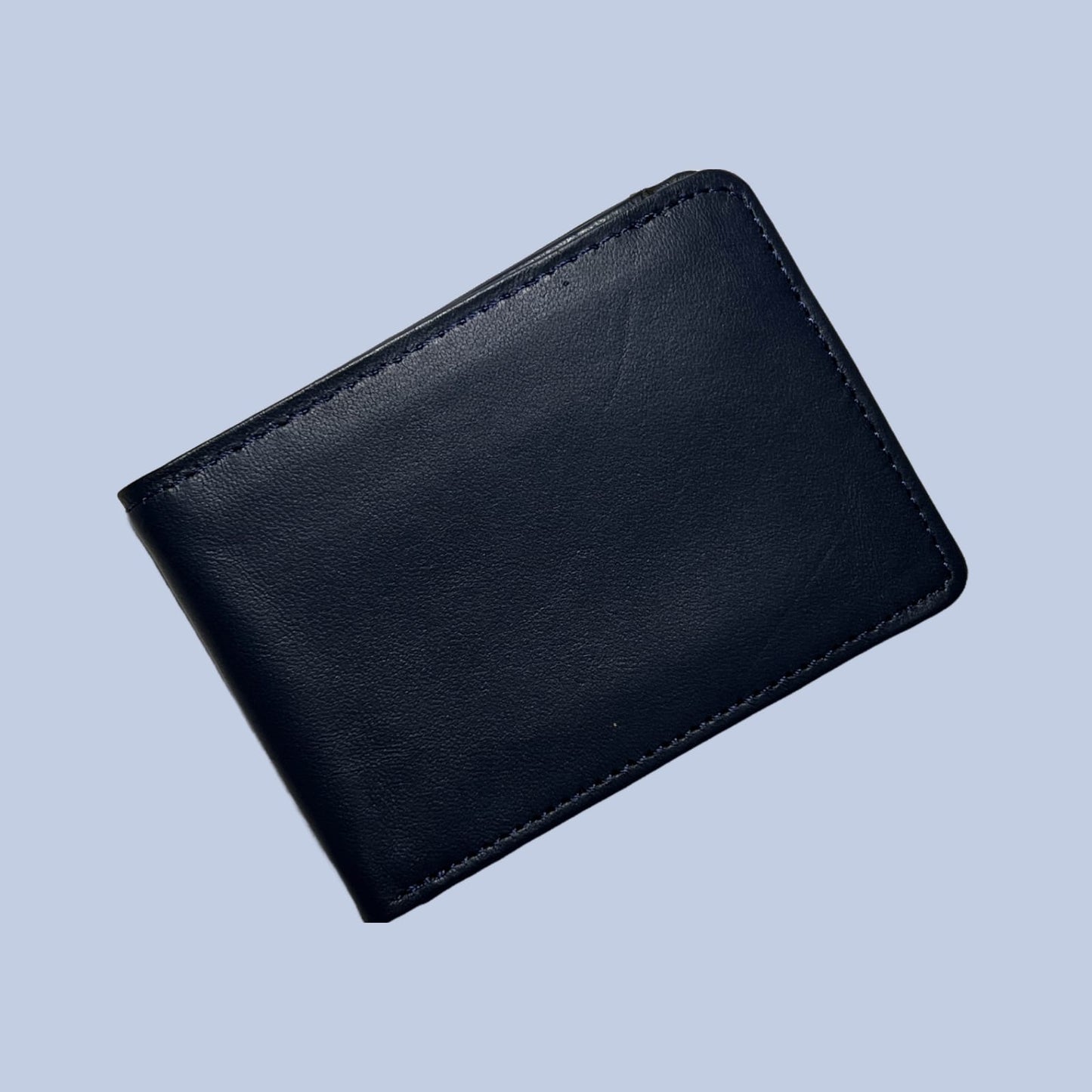 buffalo Leather Plain Wallet Men Short Wallet Purse Small Vintage Wallets Card Holder ( dark blue )