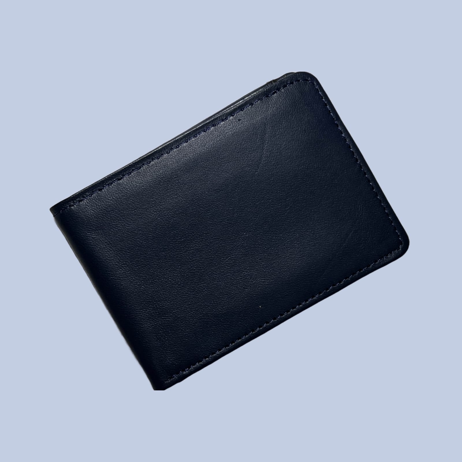 buffalo Leather Plain Wallet Men Short Wallet Purse Small Vintage Wallets Card Holder ( dark blue )