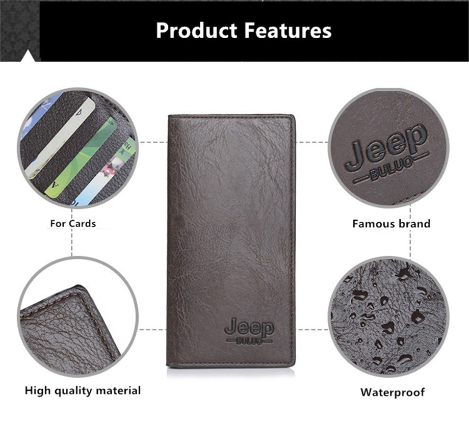 JEEP BULUO Brand Wallet Clutch Carteira Masculina Men Leather Men Wallets Business Brand Card Holder Purse | Men's Wallet