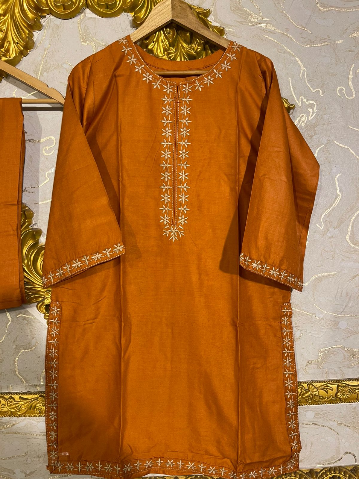 2pcs Stitched Suits 2 Pcs Elegant Women's Stitched Embroidered Linen Shirt And Trouser - black, Medium