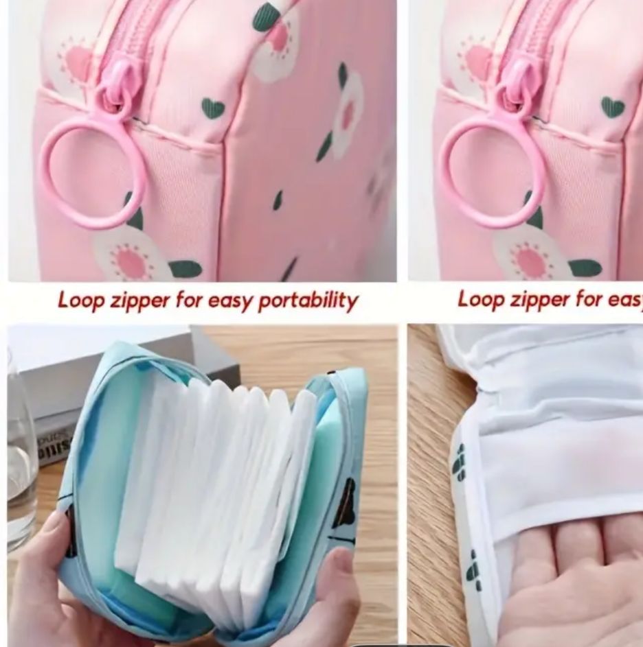 Women Portable Pouch Napkin Cosmetic Bags Organizer / Sanitary Pads Storage Bag / Ladies Makeup Bag Girls Hygiene Pad Bag (random Design & color)