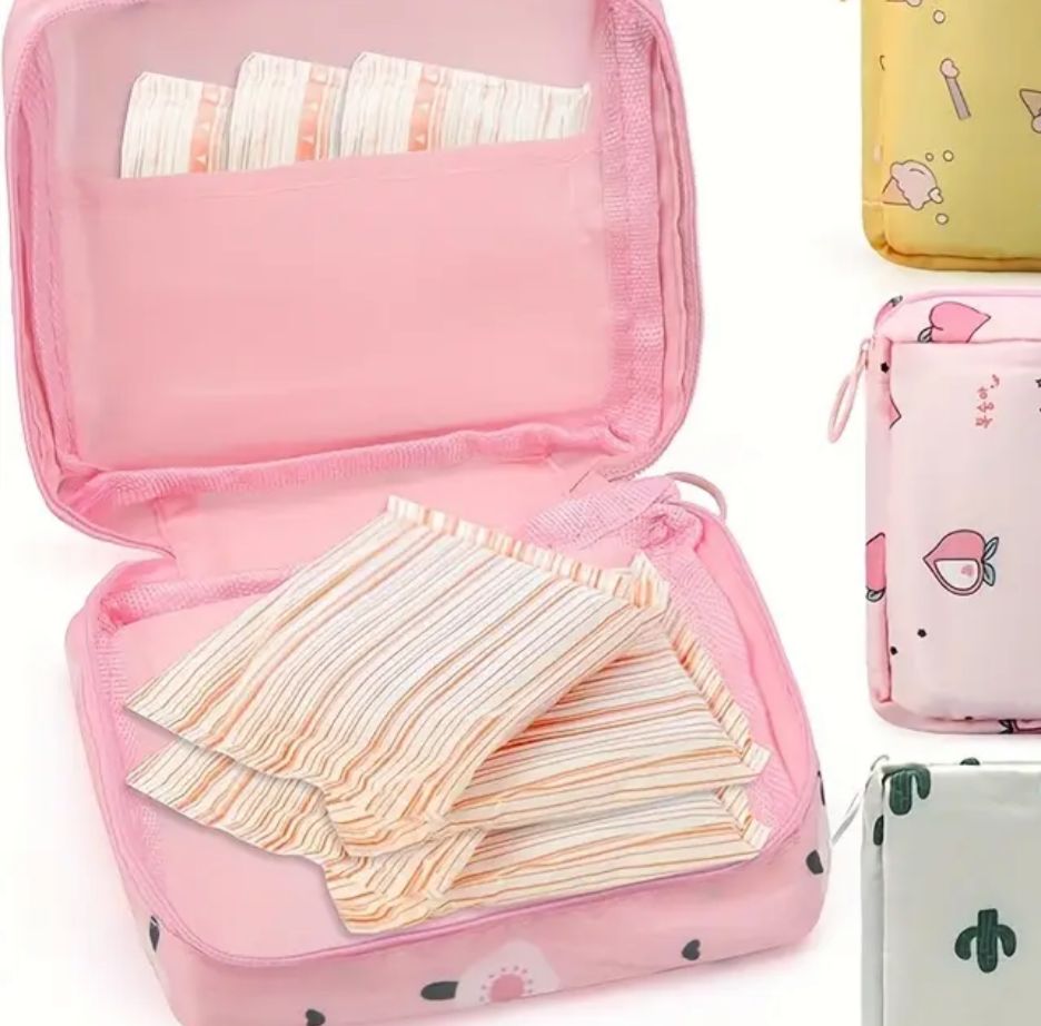 Women Portable Pouch Napkin Cosmetic Bags Organizer / Sanitary Pads Storage Bag / Ladies Makeup Bag Girls Hygiene Pad Bag (random Design & color)