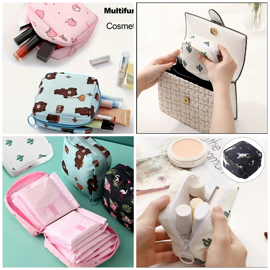 Women Portable Pouch Napkin Cosmetic Bags Organizer / Sanitary Pads Storage Bag / Ladies Makeup Bag Girls Hygiene Pad Bag (random Design & color)