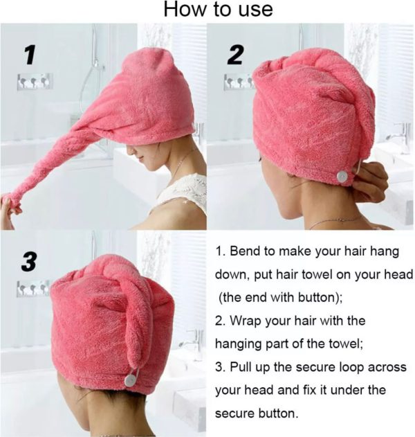Hair Drying Towel Cap – Quick Dry, Soft & Absorbent Turban Wrap for Women | Anti-Frizz Hair Wrap Towel for Bathroom & Salon Use