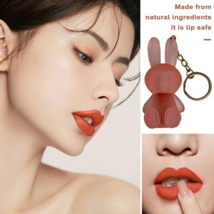 Cute Rabbit Keychain Lipgloss – Adorable, Portable & Hydrating Lip Care with Glossy Shine - Shade of Nude