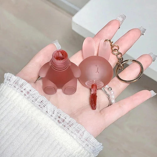 Cute Rabbit Keychain Lipgloss – Adorable, Portable & Hydrating Lip Care with Glossy Shine - Shade of Nude