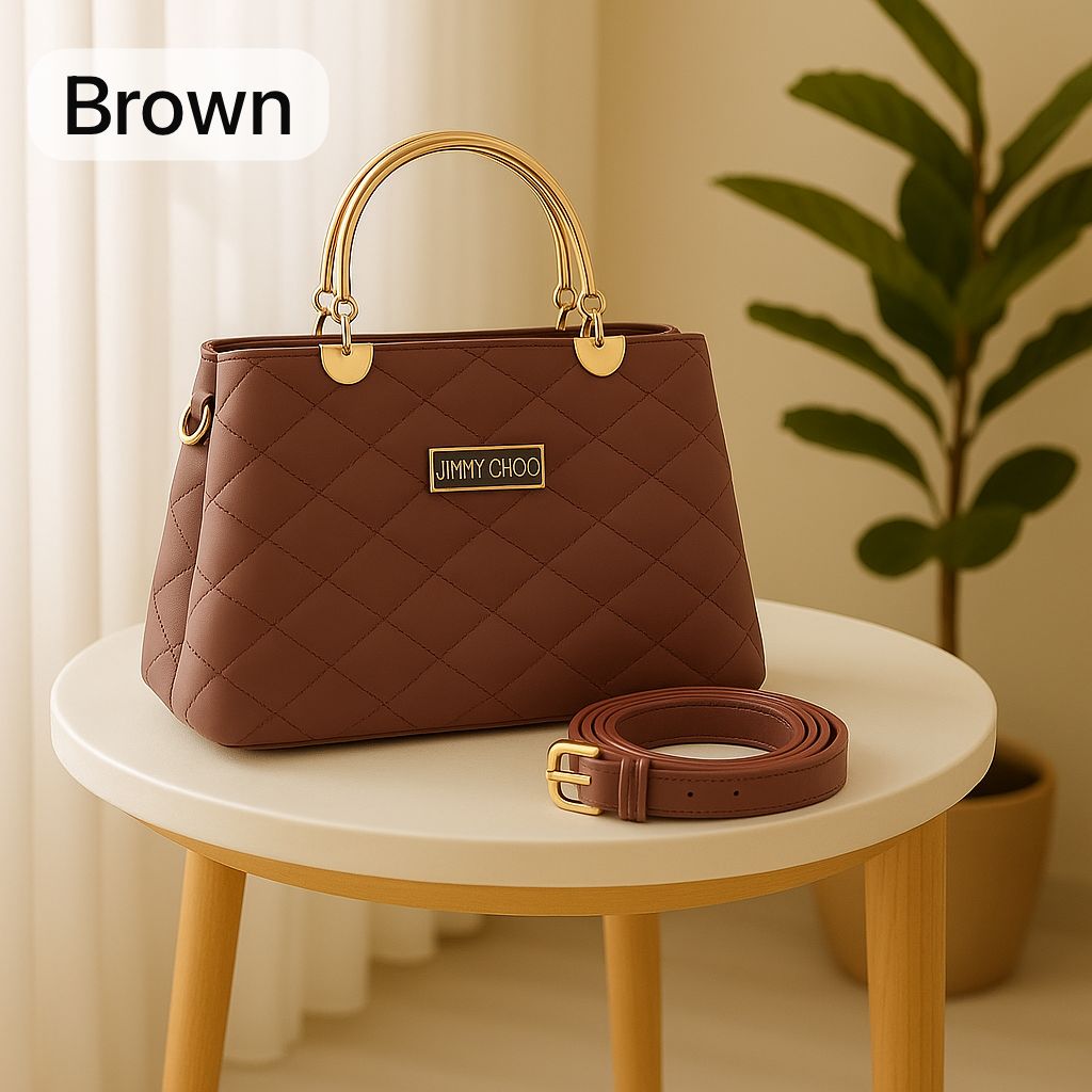 Premium Quilted Faux Leather Handbags with Golden Metal Handles - Elegant Shoulder Tote Collection (Mustard)