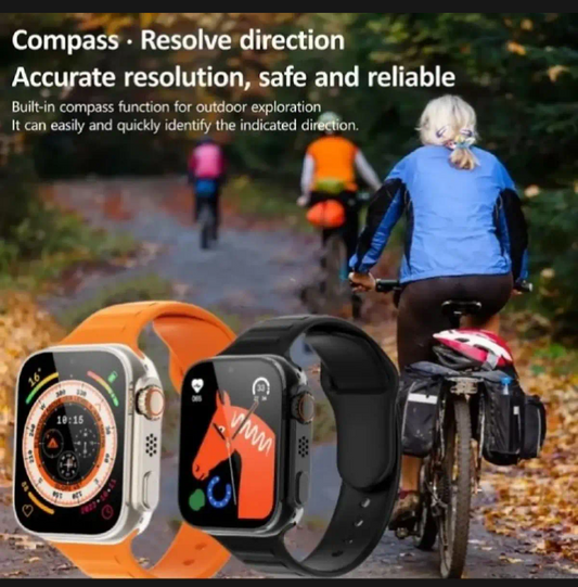 Ultra Smart Watch Bundle with 7-in-1 Interchangeable Straps, Fitness Tracker, Bluetooth Call, Heart Rate Monitor, & Wireless Charging Case