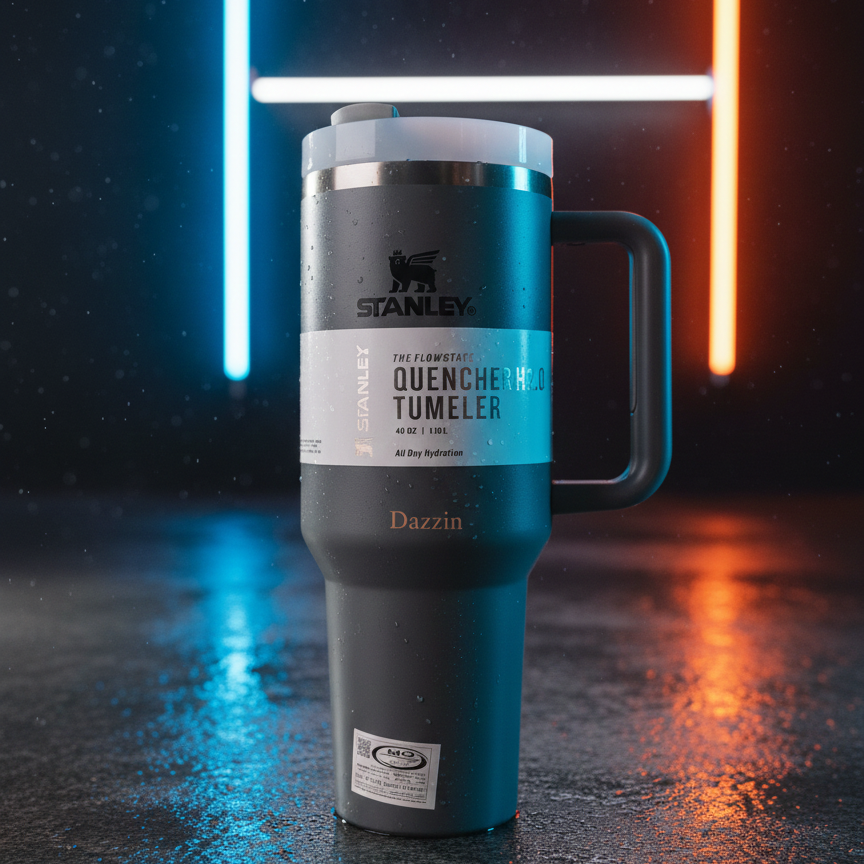 Stanley 40 Oz | (1200ML) Stainless Steel Vacuum Insulated Tumbler With Straw Leak Proof Quencher Cup For Hot And Cold Beverages - With Box | Black