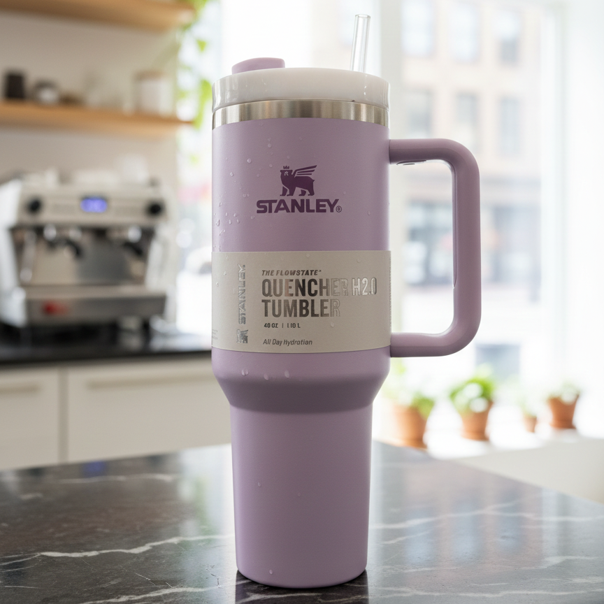 Stanley 40 Oz | (1200ML) Stainless Steel Vacuum Insulated Tumbler With Straw Leak Proof Quencher Cup For Hot And Cold Beverages - With Box | Black