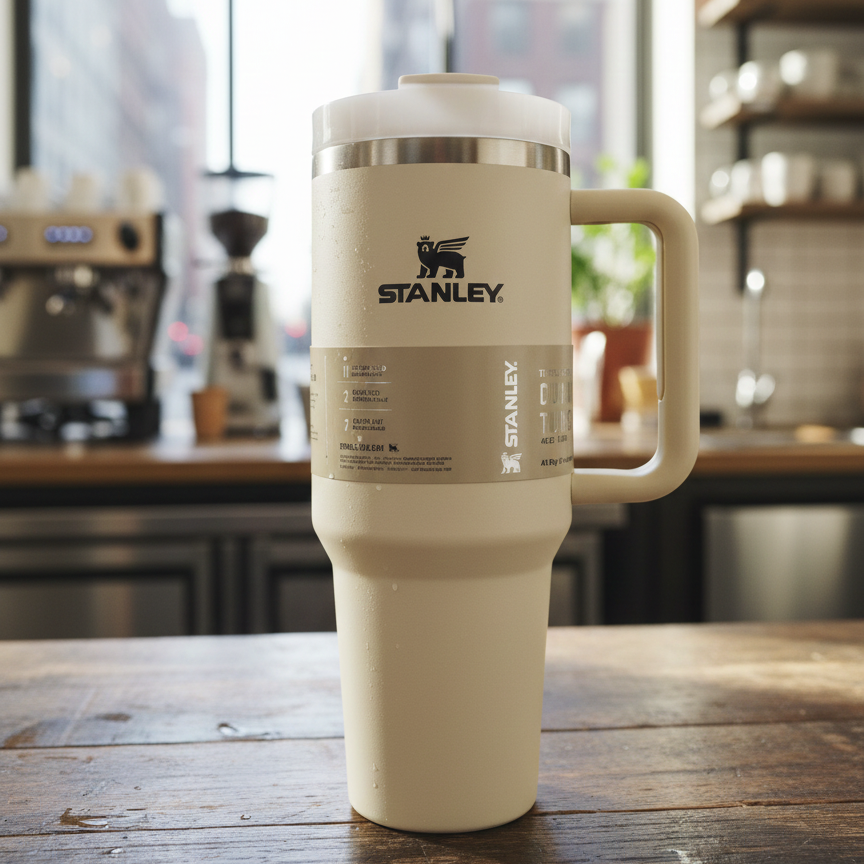 Stanley 40 Oz | (1200ML) Stainless Steel Vacuum Insulated Tumbler With Straw Leak Proof Quencher Cup For Hot And Cold Beverages - With Box | Black