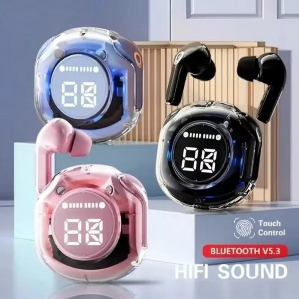 Air 39 Wireless Earbuds | Bluetooth 5.3 | Digital Display | Stereo Sound | Portable Charging Case | Random Color