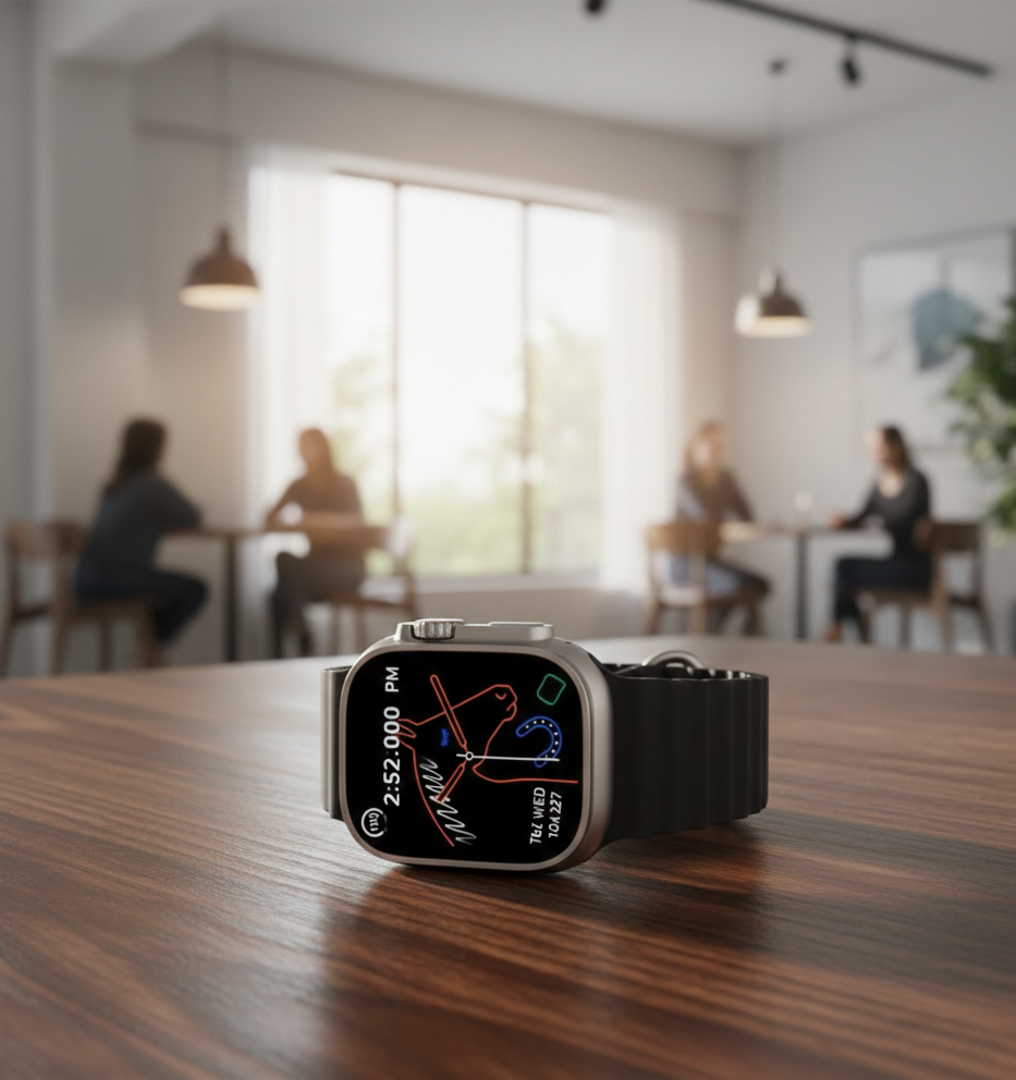 T10 Ultra 2 Smartwatch With White Dial And Black Straps