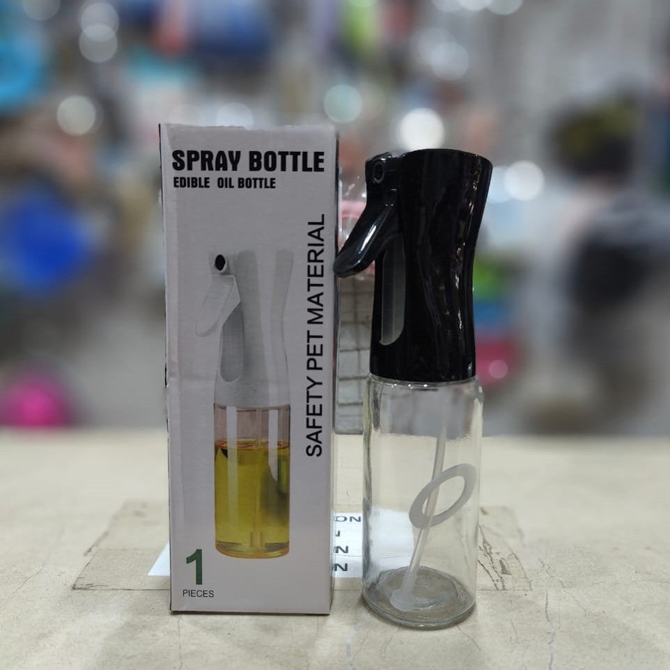 Edible Oil Spray Bottle | 220ml Glass Bottle | With Brush | Refillable | For Air Fryer, Baking & Grilling ( Random Colour)