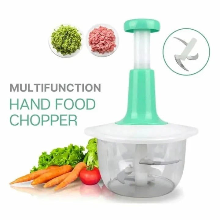 1.5L Manual Food Chopper – Speedy Hand Press Vegetable & Fruit Cutter - Plastic Body (Random Color)