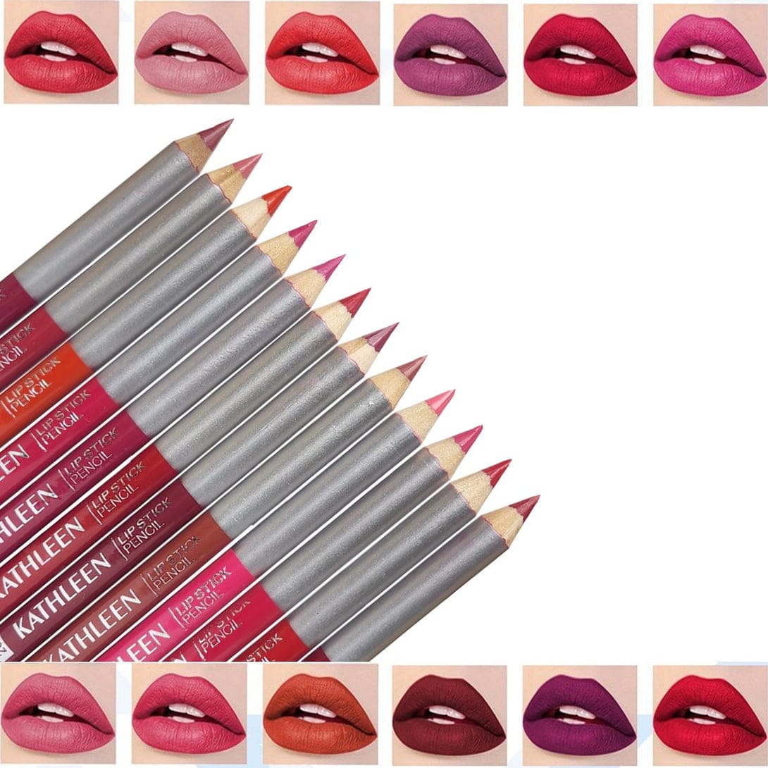 Kathleen High Pigmented Lip Pencil – Smooth Creamy Texture | Multicolor Shades | Pack of 6