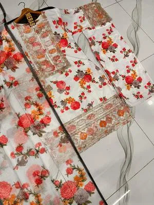 3 Pcs Women's Stitched Dobby Lawn Printed Suit