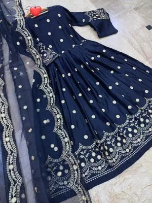 3 Pcs Women's Stitched Shamoz Silk Embroidered Maxi And Trouser