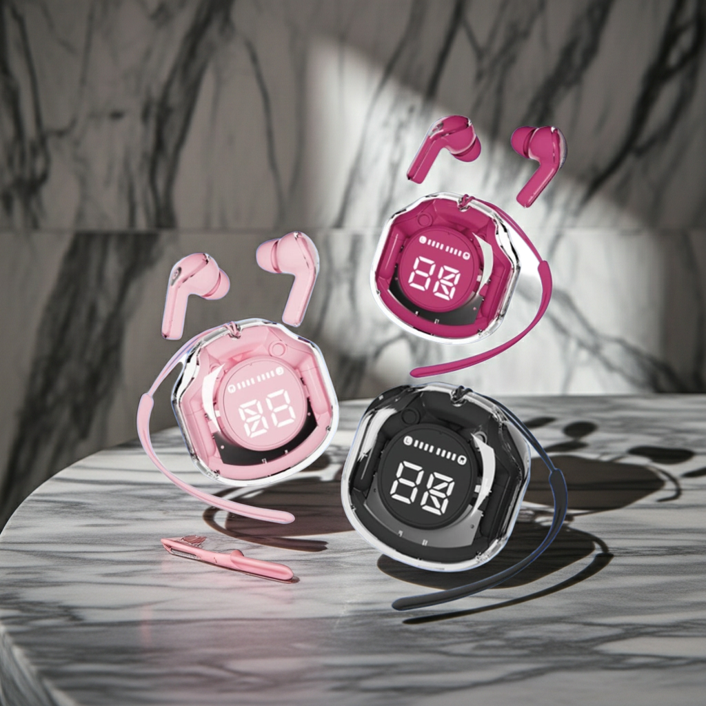 Air 39 Wireless Earbuds | Bluetooth 5.3 | Digital Display | Stereo Sound | Portable Charging Case | Random Color