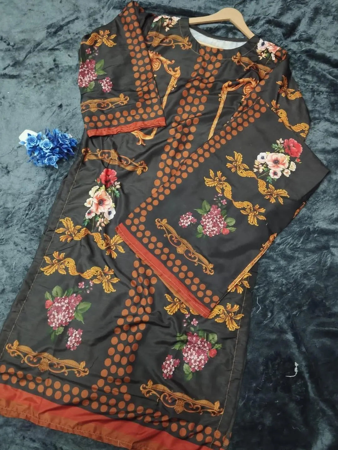 2 Pcs Women's Stitched Swiss Lawn Printed Shirt And Trouser