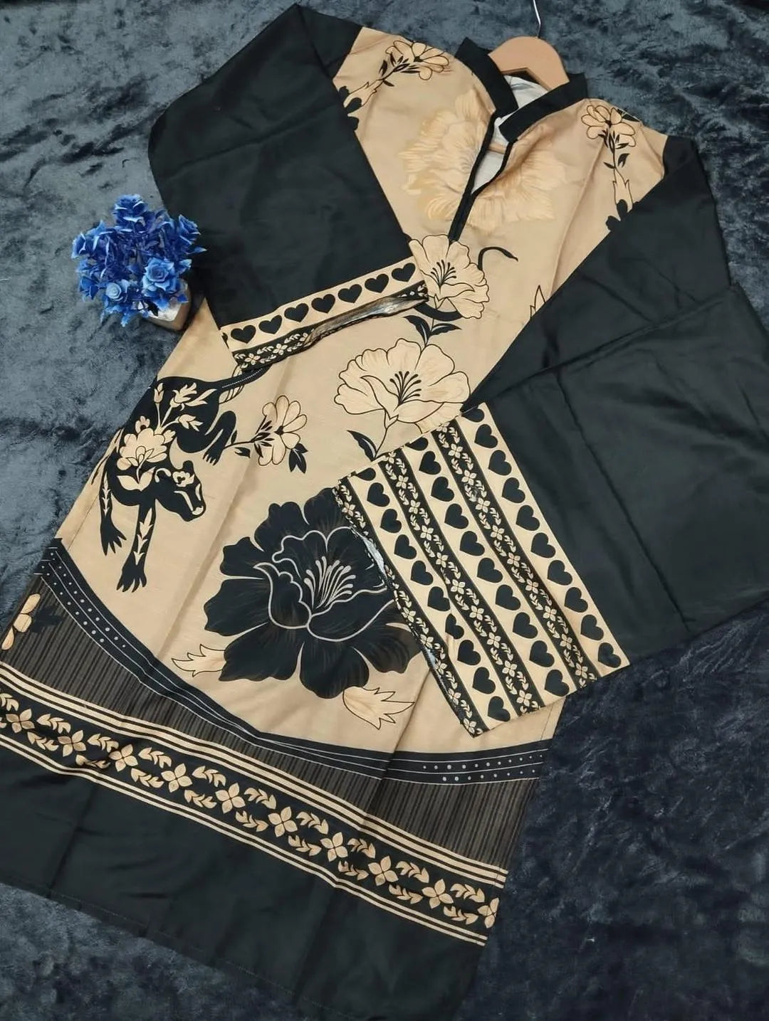 2 Pcs Women's Stitched Swiss Lawn Printed Shirt And Trouser