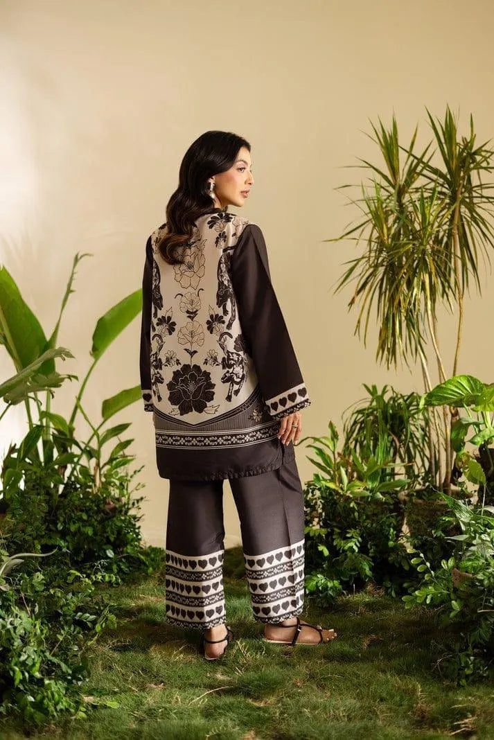 2 Pcs Women's Stitched Swiss Lawn Printed Shirt And Trouser