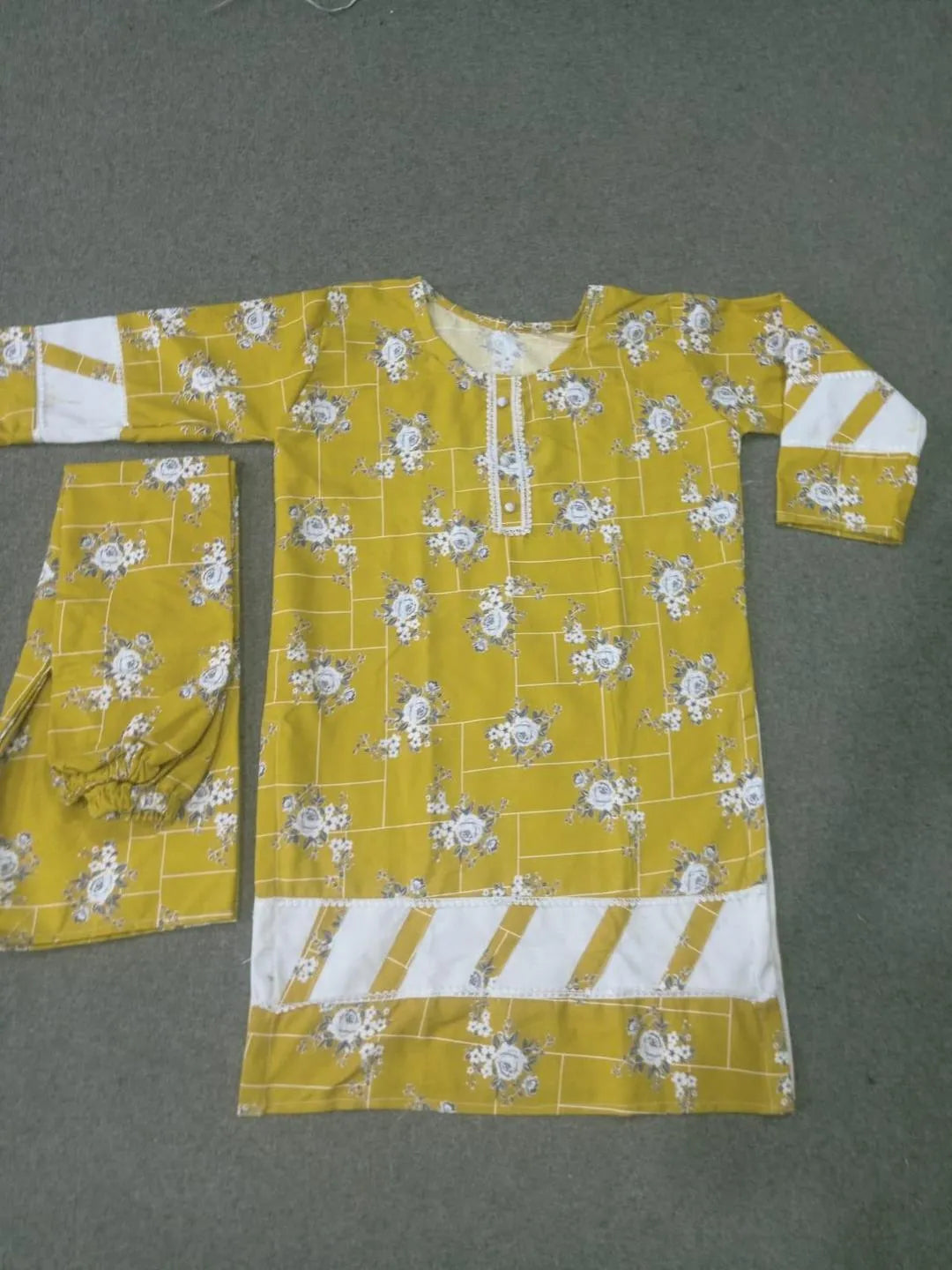 Stylish Women's Stitched Printed Shirt and Trouser Set - 2 Pcs - Yellow